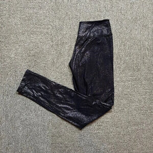 Beyond Yoga Shimmer Essential Long Leggings Stretch Active Size S Black Silver